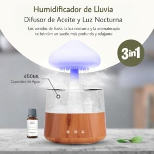 HUMIDIFICADOR DE LLUVIA CON LUCES DE 7 COLORES - marrón